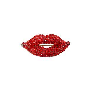 Brooch Sexy Red Rhinestone Lips Kiss Brooch Crystal Lip Pin Statement Brooch Lip